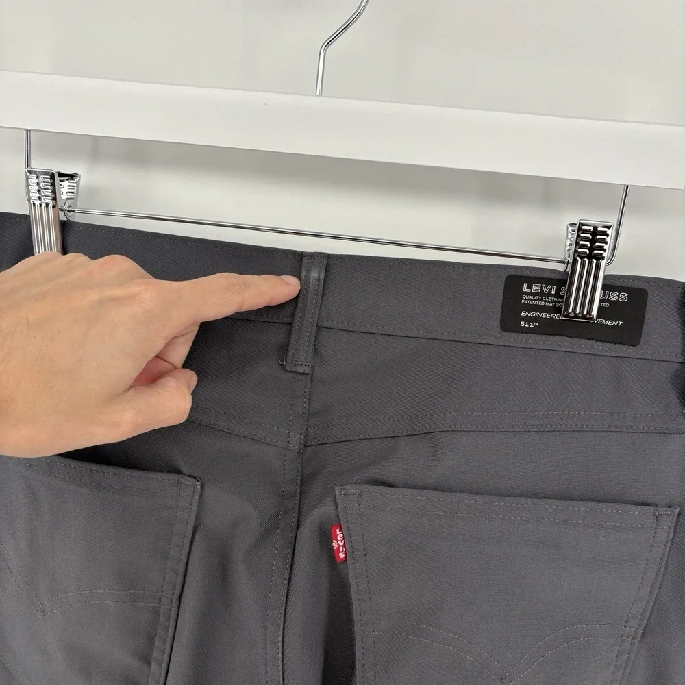 Levi's 511 Slim Tech Five Pocket Pants Mid Rise Stretch Gray UPF 50+ Men 33X32